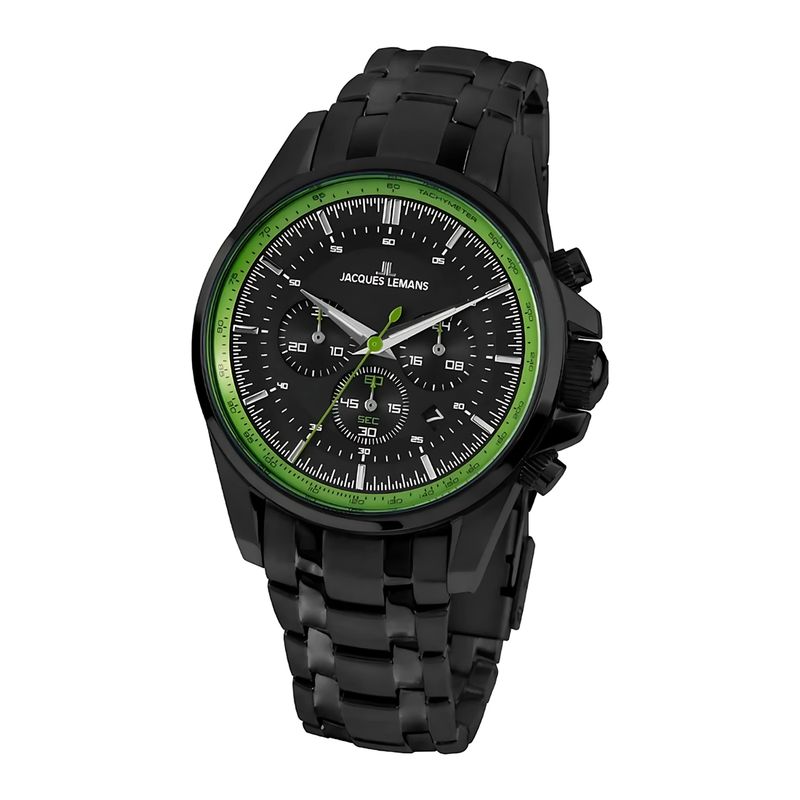 JACQUES LEMANS - Reloj hombre negro JL con 5 Complementos Premium