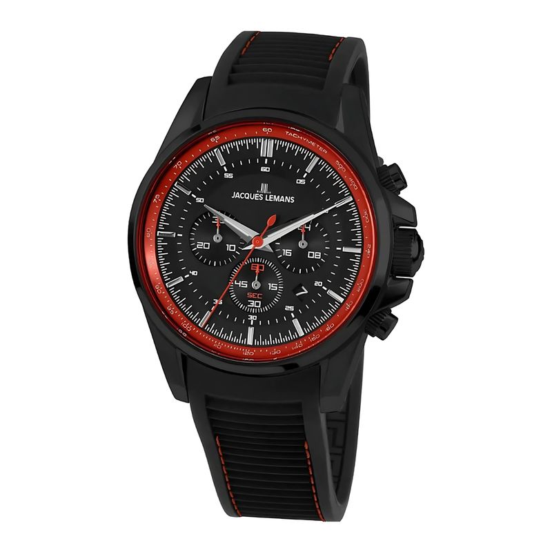 JACQUES LEMANS - Reloj hombre negro JL con 5 Complementos Premium