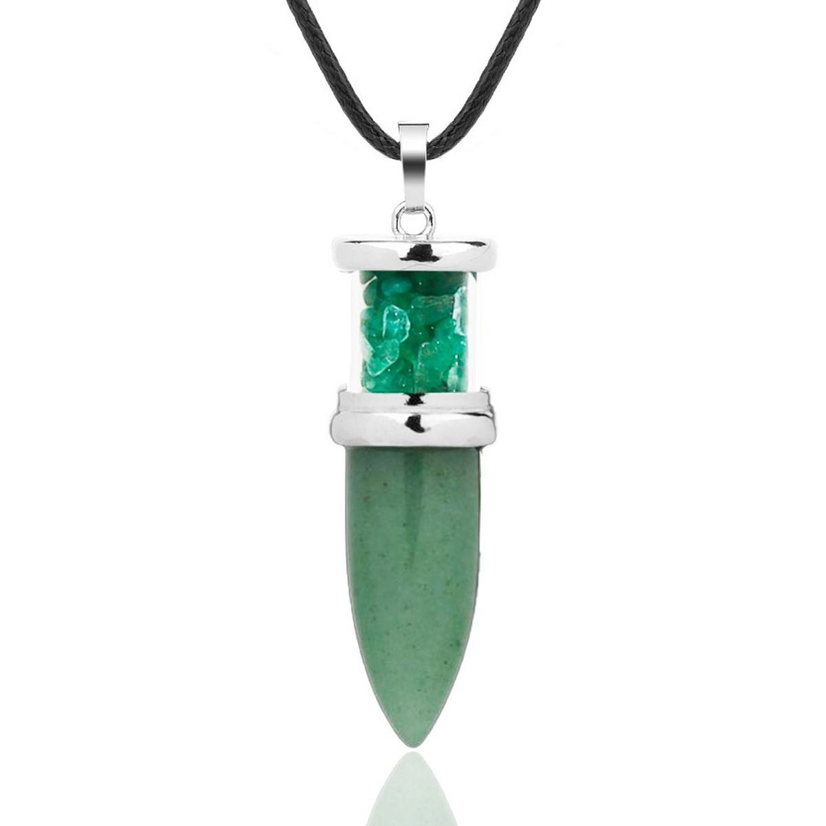 DAYOSHOP - Collar Cuarzo Jade Piedra Natural Pendulo Bala  Estuche