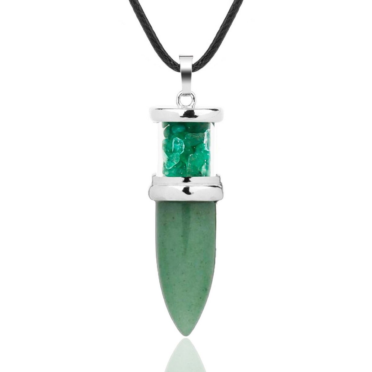 DAYOSHOP - Collar Cuarzo Jade Piedra Natural Pendulo Bala  Estuche