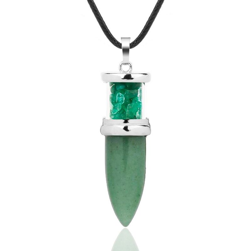 DAYOSHOP - Collar Cuarzo Jade Piedra Natural Pendulo Bala  Estuche