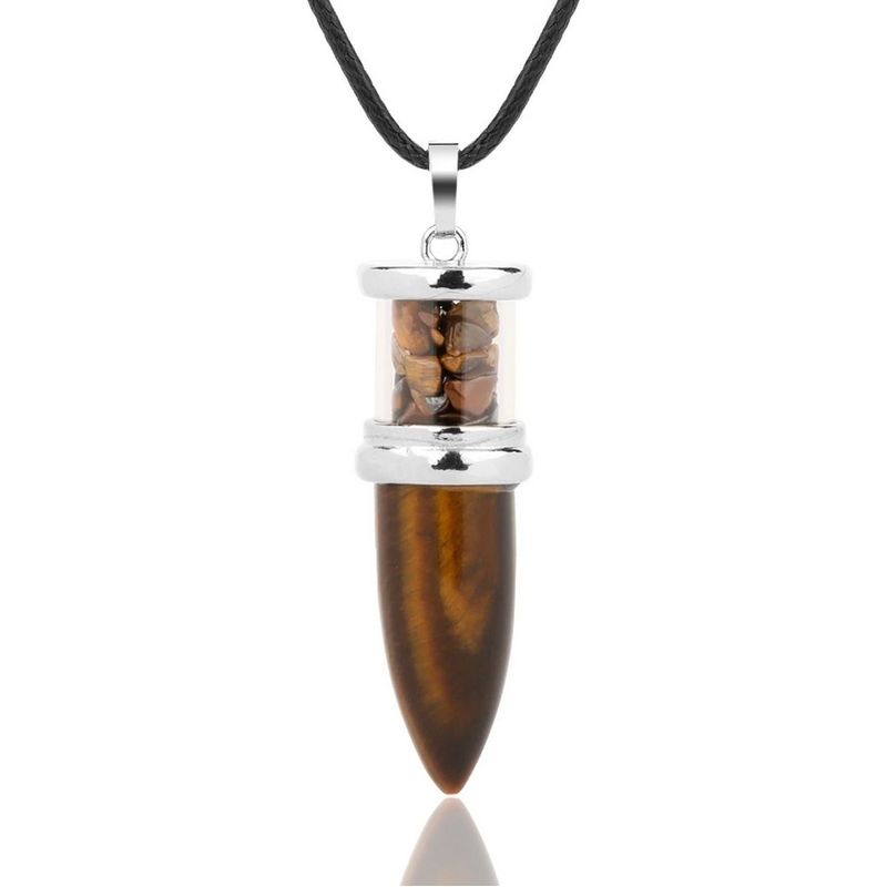 DAYOSHOP - Collar Cuarzo Ojo De Tigre Piedra Natural Pendulo Bala  Estuche