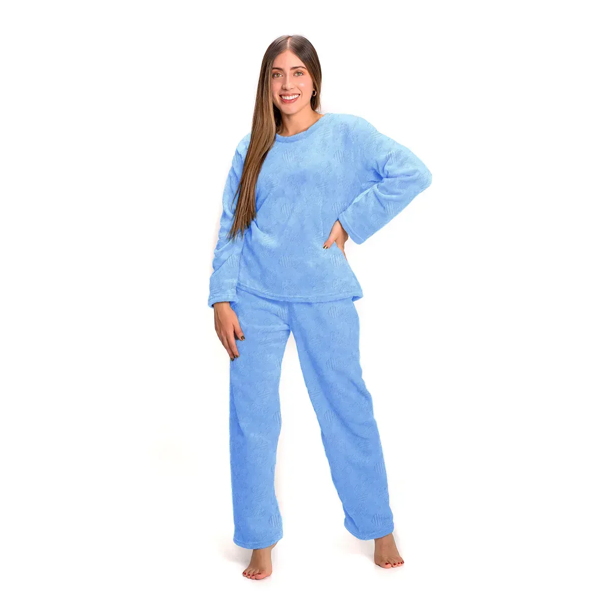 ROMANELLA - Pijama Térmica Jimena  Para Mujer (Sensación Piel de Conejo) AZUL