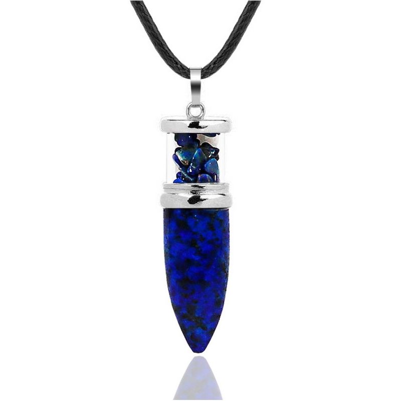 DAYOSHOP - Collar Cuarzo Lapislazuli Piedra Natural Pendulo Bala  Estuche