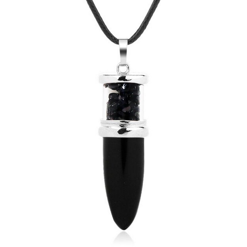 DAYOSHOP - Collar Cuarzo Onix Piedra Natural Pendulo Bala  Estuche