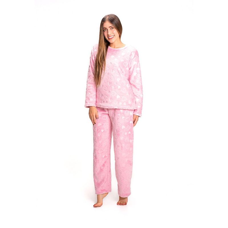 ROMANELLA - Pijama Térmica Jimena  Para Mujer Rosada  (Sensación Piel de Conejo)