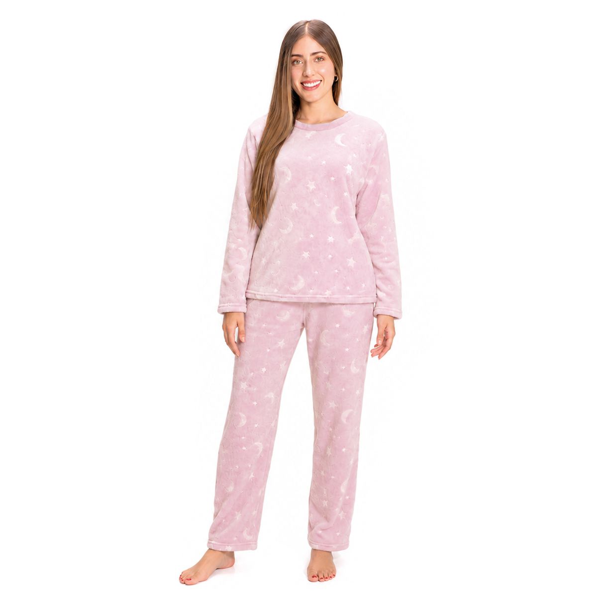 ROMANELLA - Pijama Térmica Jimena  Para Mujer Rosada  (Sensación Piel de Conejo)