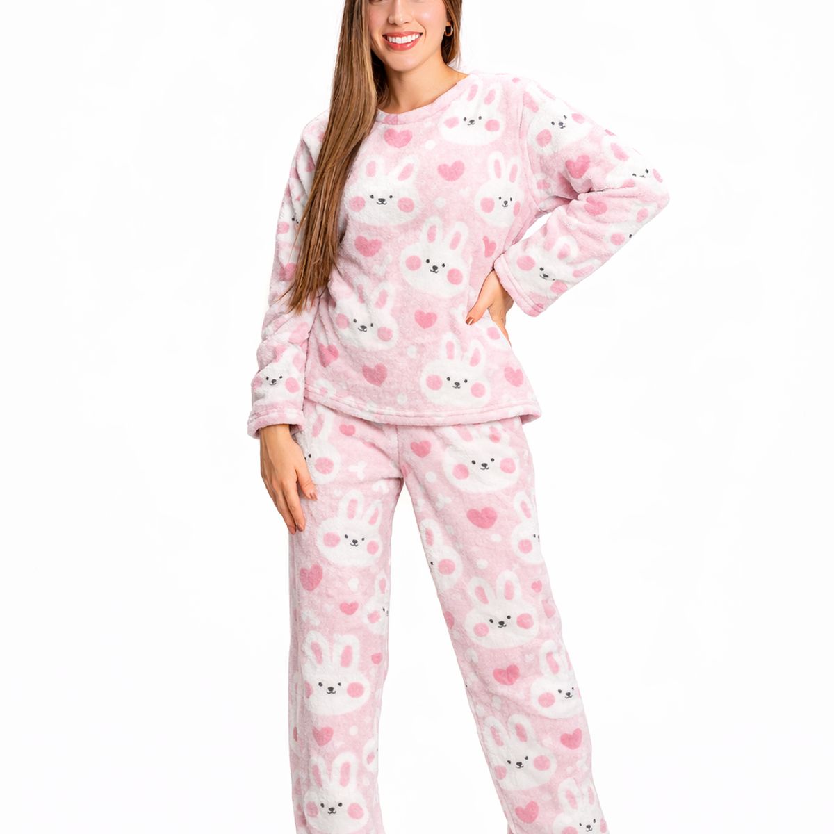 ROMANELLA - Pijama Térmica Jimena  Para Mujer Rosada  (Sensación Piel de Conejo)