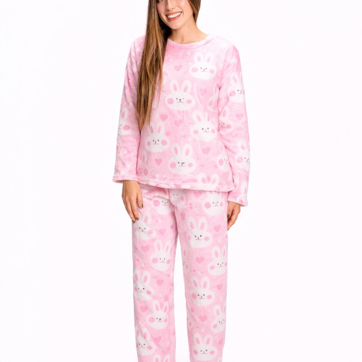 ROMANELLA - Pijama Térmica Jimena  Para Mujer Rosada  (Sensación Piel de Conejo)