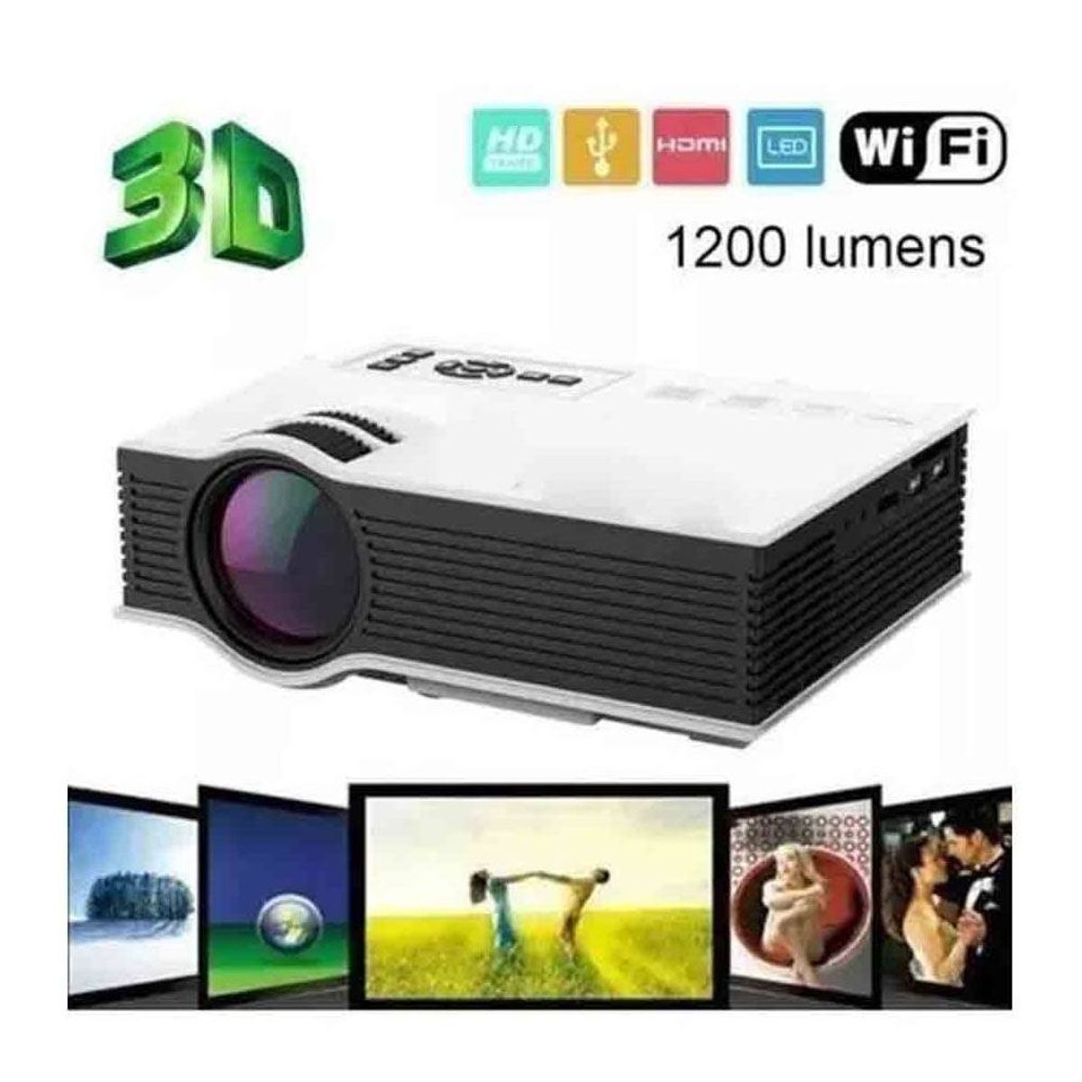 ONE PIXEL - Mini Proyector Led Video Beam 1800 Lumen Wifi Uc68