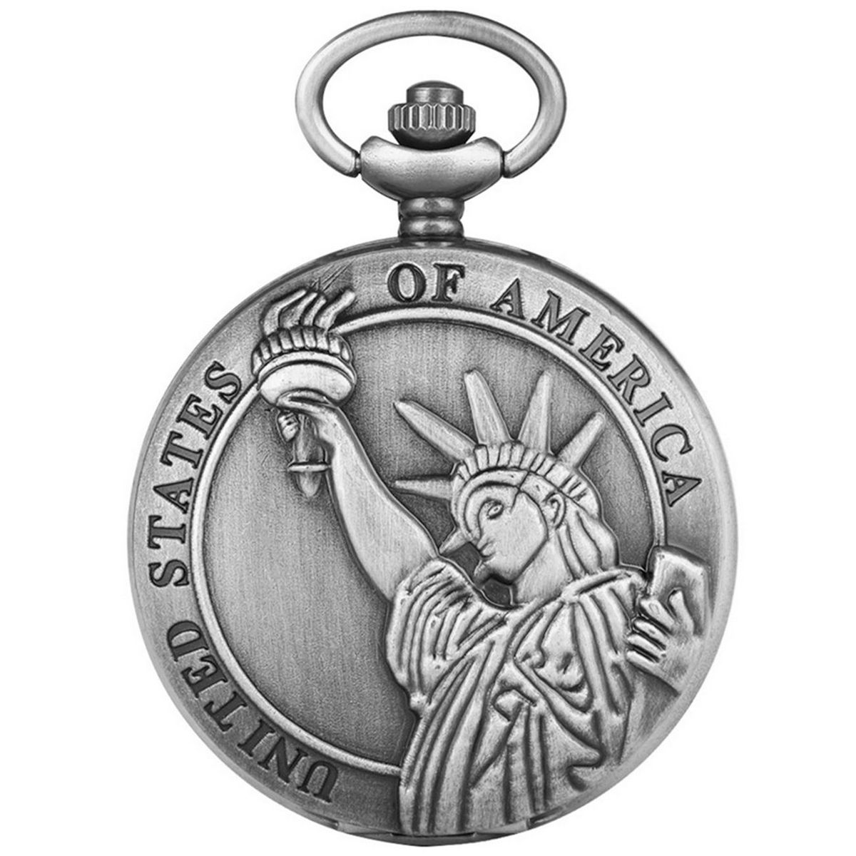 DAYOSHOP - Reloj Bolsillo Estatua De La Libertad Mas Estuche Mas Bateria