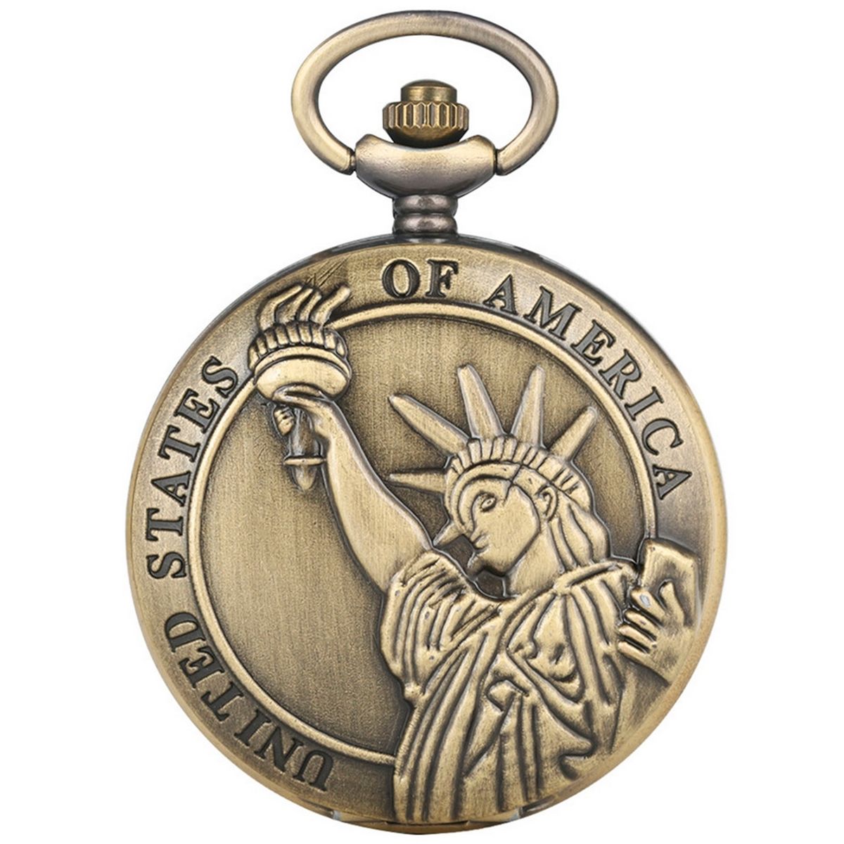 DAYOSHOP - Reloj Bolsillo Estatua De La Libertad Mas Estuche Mas Bateria