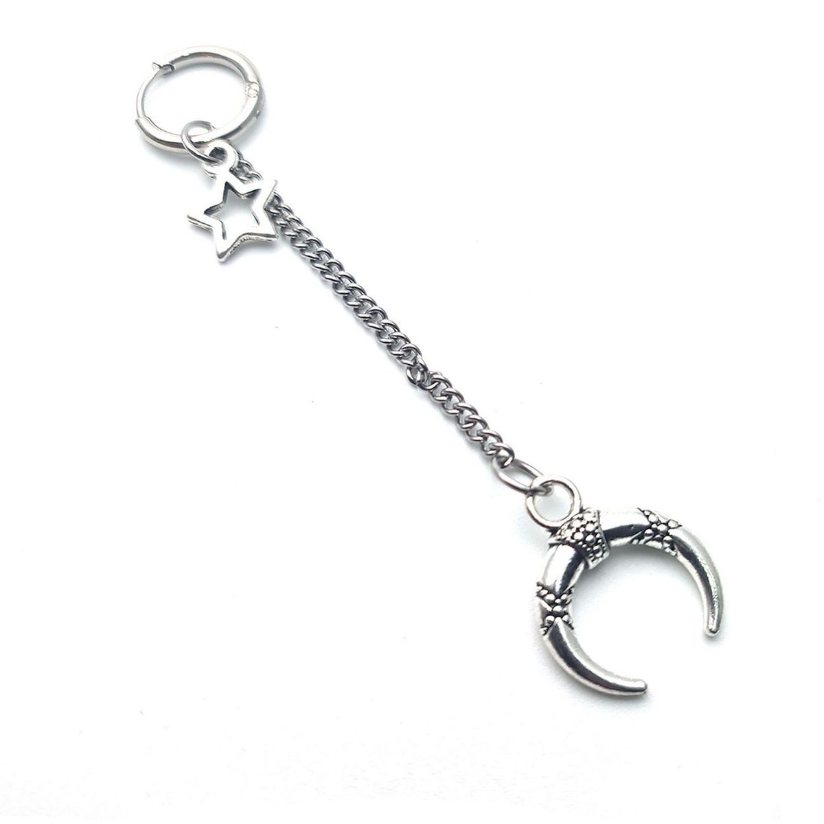 DAYOSHOP - Solitario Candonga Arete Luna Y Estrella Acero_.