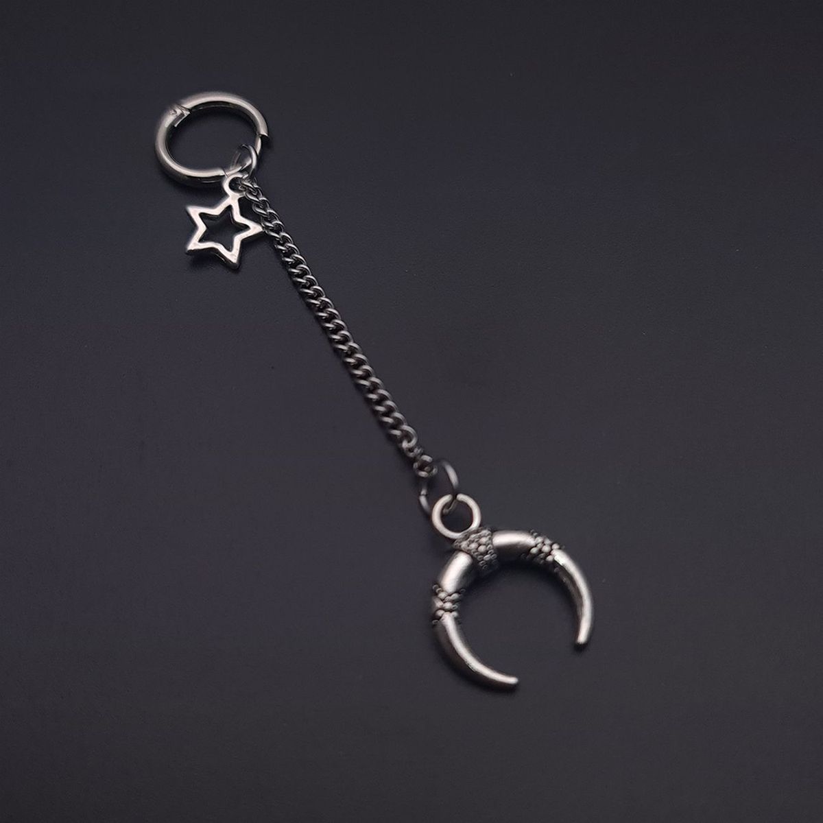 DAYOSHOP - Solitario Candonga Arete Luna Y Estrella Acero_.