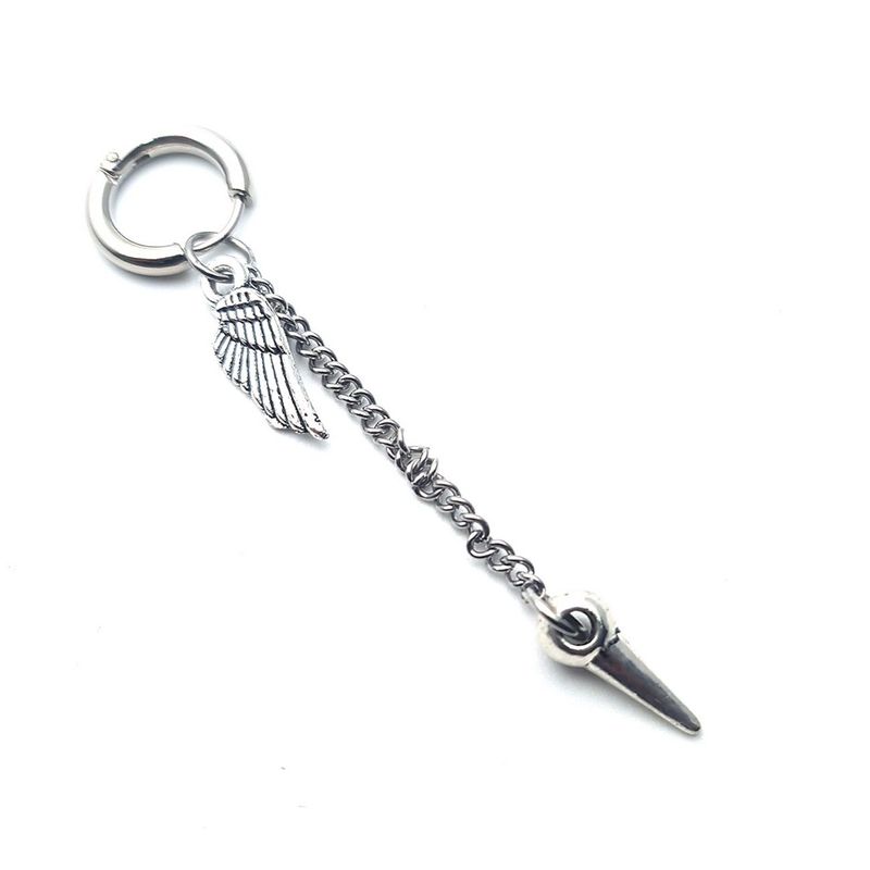 DAYOSHOP - Solitario Candonga Arete Pendulo Y Ala  Acero_.
