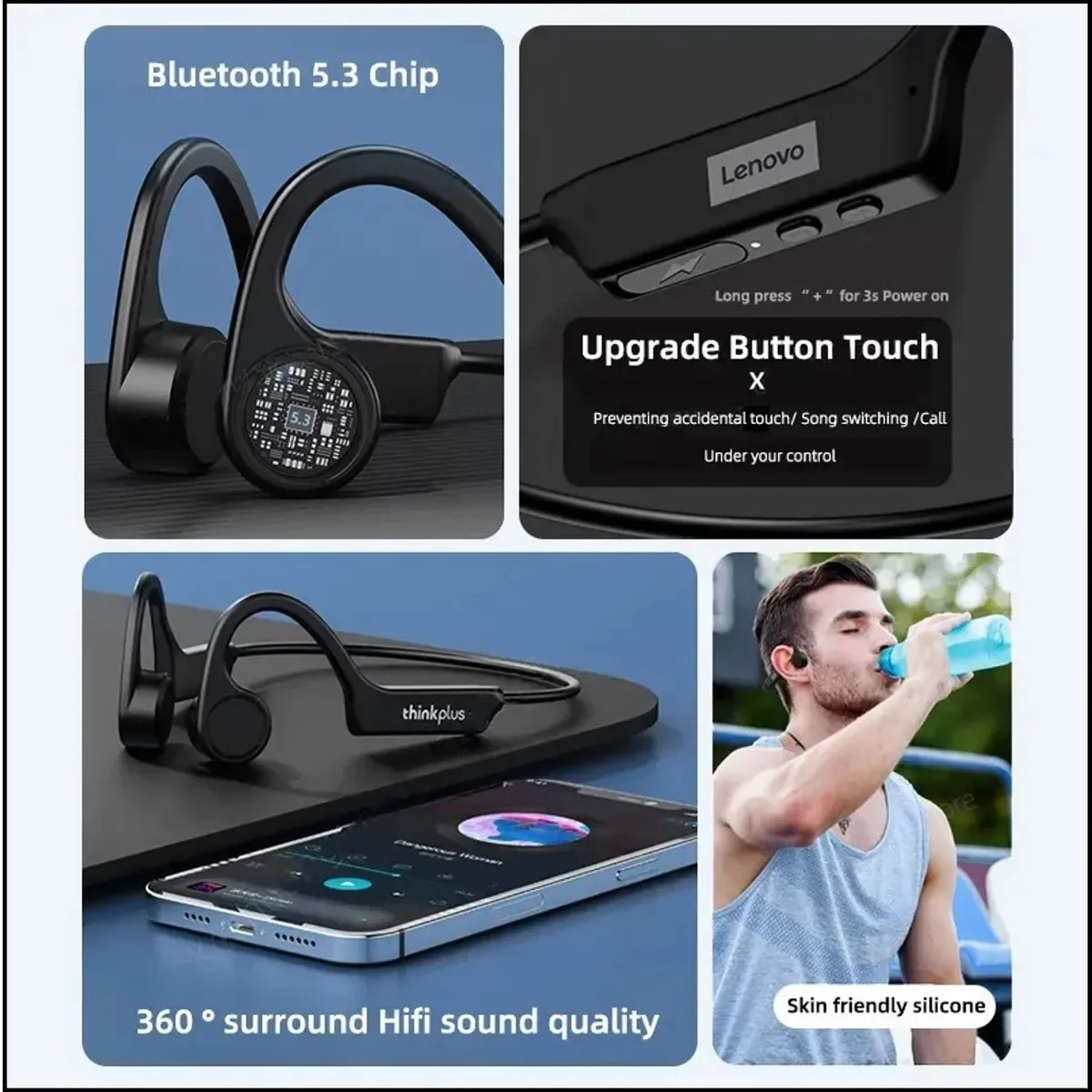 LENOVO - Audífonos Lenovo X4 Conducción Ósea Bluetooth  Deportivos  Micrófono