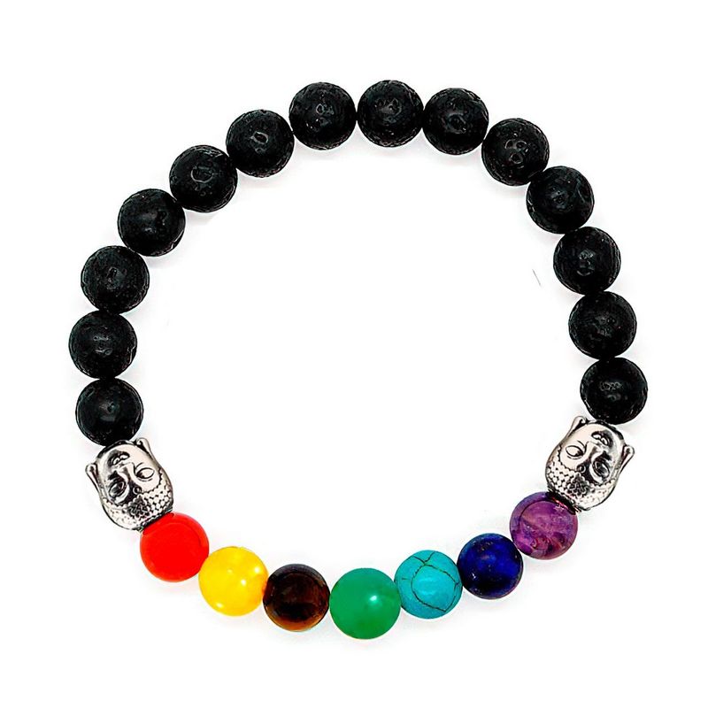 DAYOSHOP - Pulsera Buda 7 Chakras Cuarzos Piedra Volcánica + Estuche