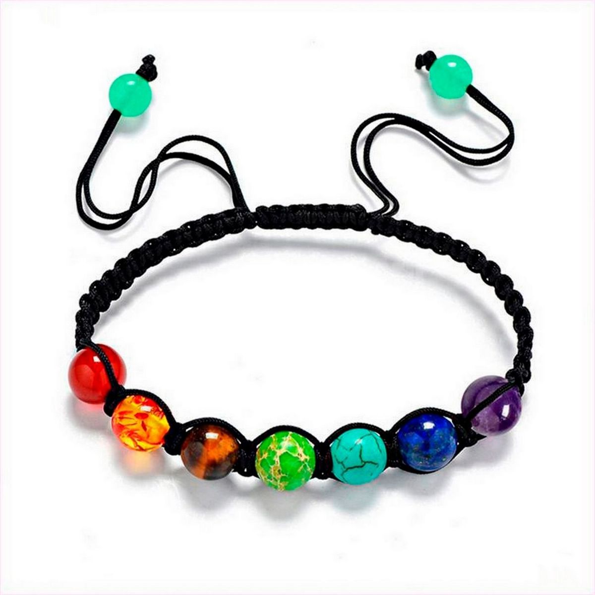 DAYOSHOP - Pulsera 7 Chakras Cuarzos Tejida Unisex + Estuche