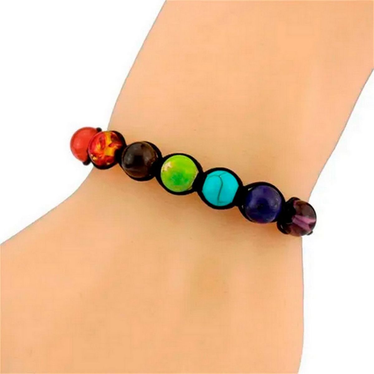 DAYOSHOP - Pulsera 7 Chakras Cuarzos Tejida Unisex + Estuche