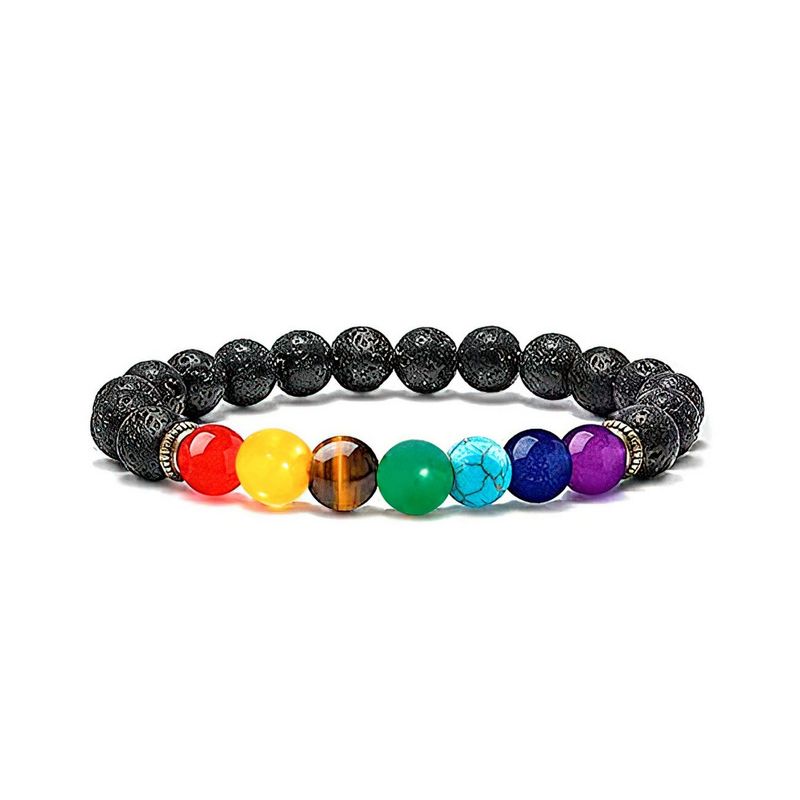 DAYOSHOP - Pulsera Cuarzo 7 Chakras Piedra Volcanica_.