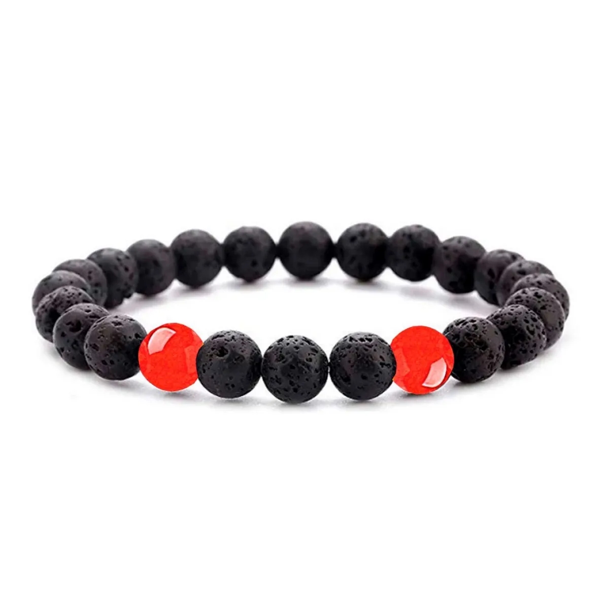 DAYOSHOP - Pulsera Piedra Volcánica Cornalina Unisex  Estuche