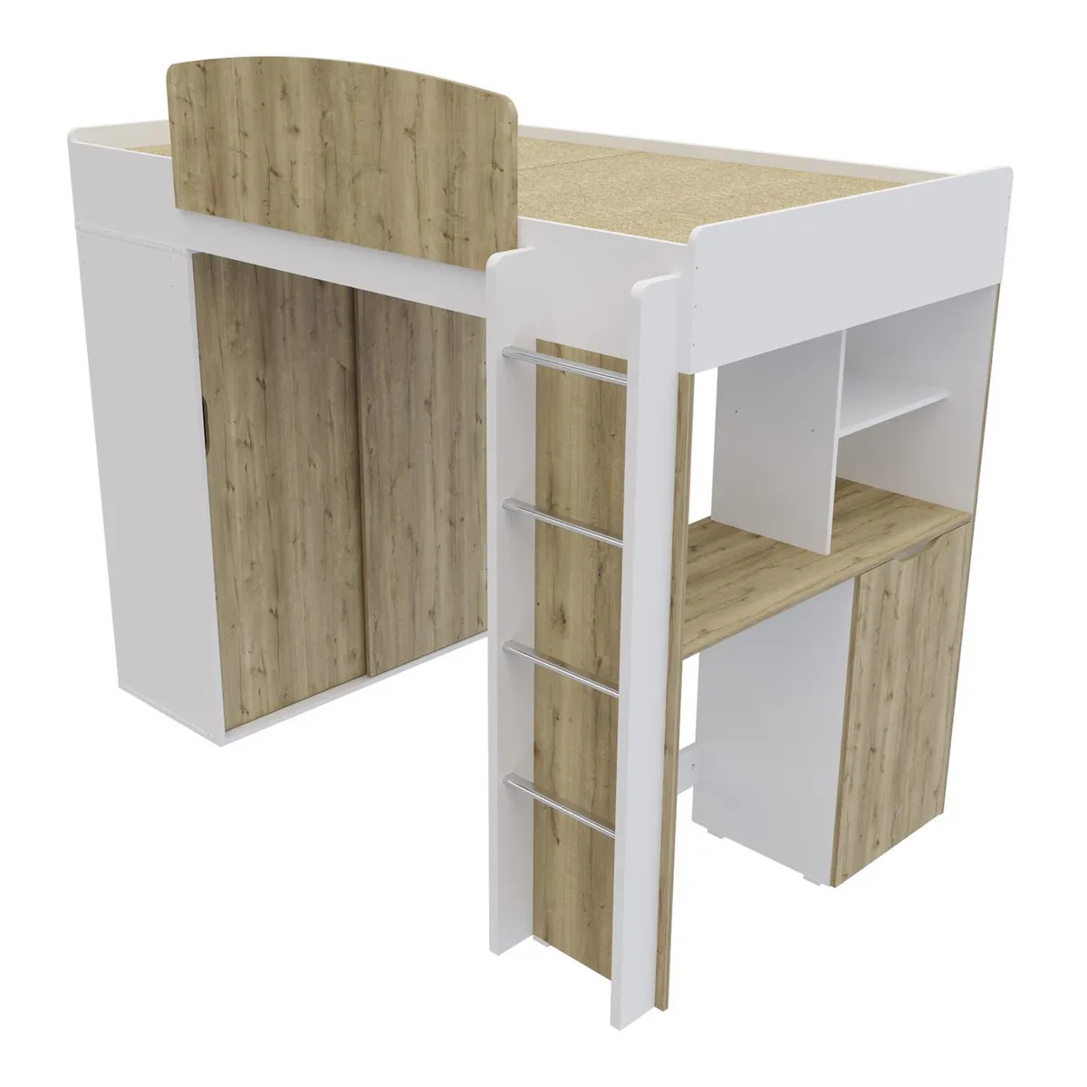 MADERKIT - Camarote Multifuncional con Escritorio y Closet