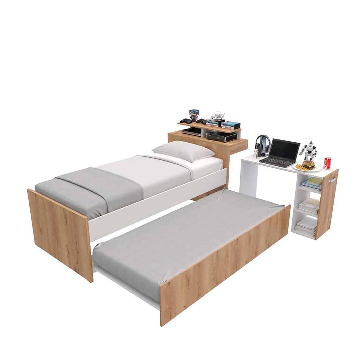 MADERKIT - Cama Nido Multifuncional Con Escritorio Maderkit 01170-prm