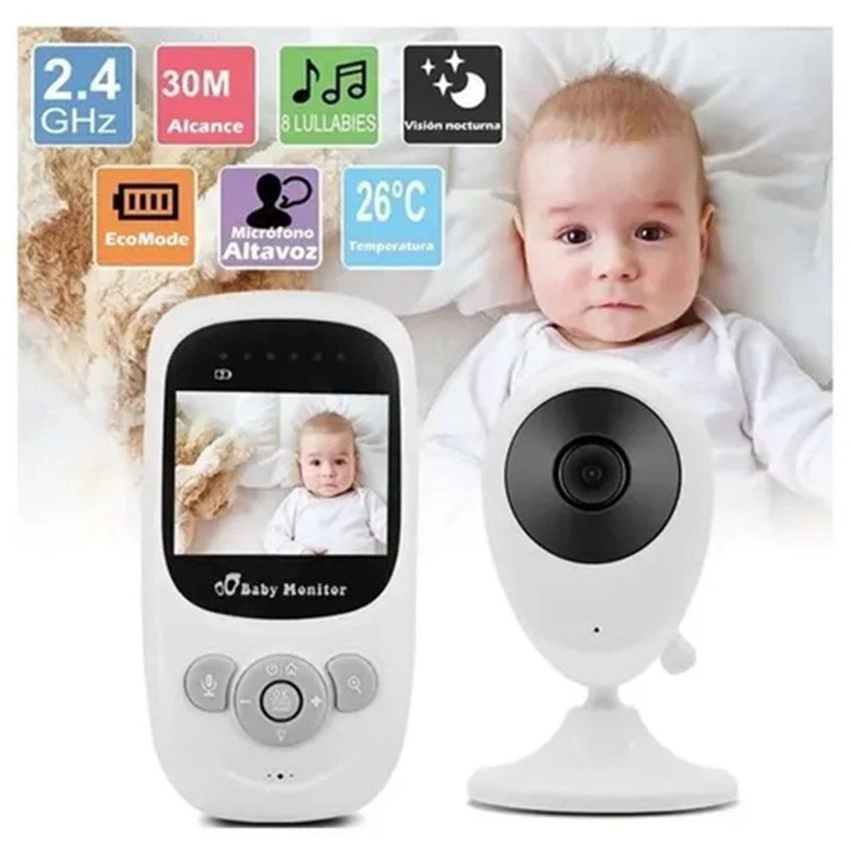 ONE PIXEL - Monitor Cámara Bebé Inalambrica Visión Nocturna ONE PIXEL