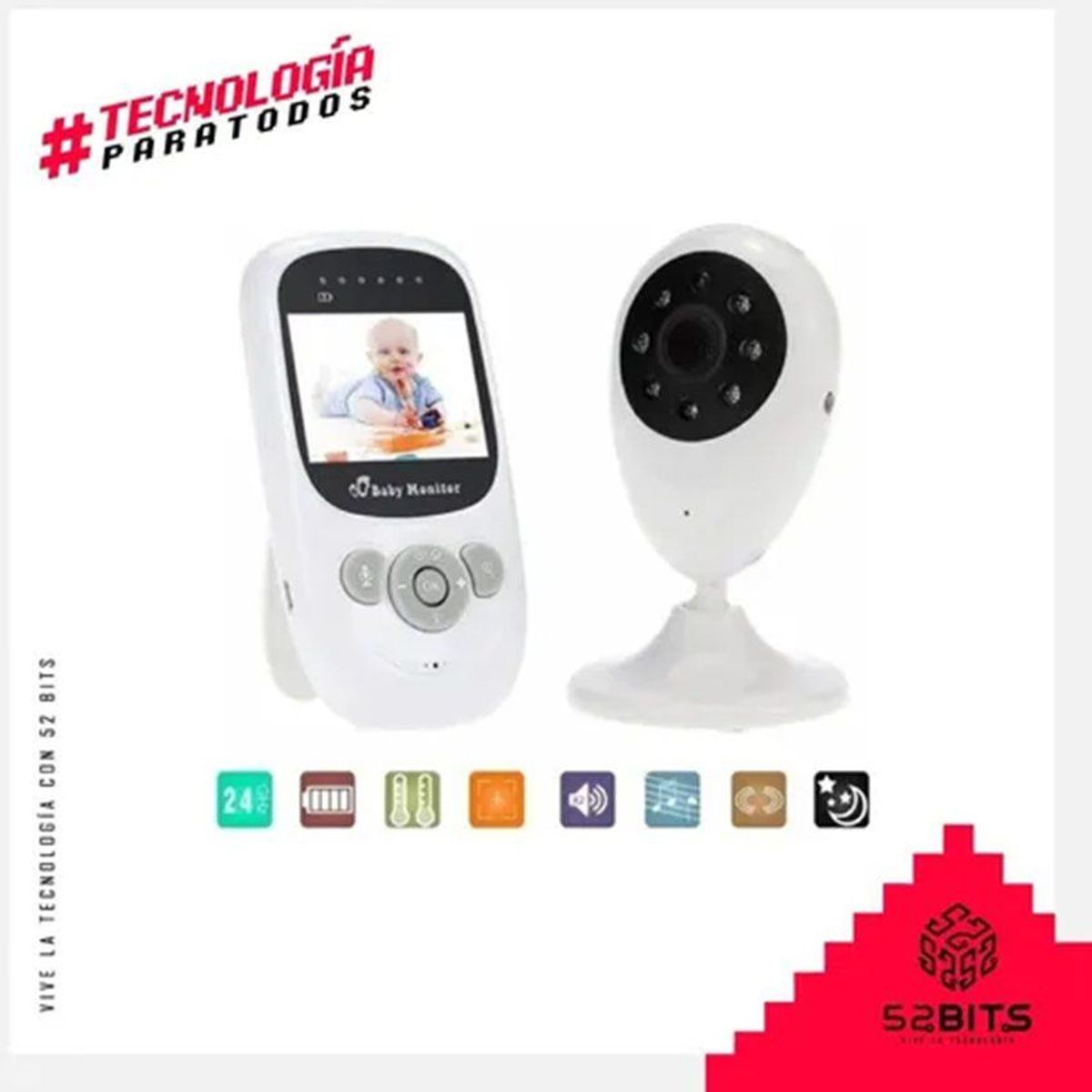 ONE PIXEL - Monitor Cámara Bebé Inalambrica Visión Nocturna ONE PIXEL