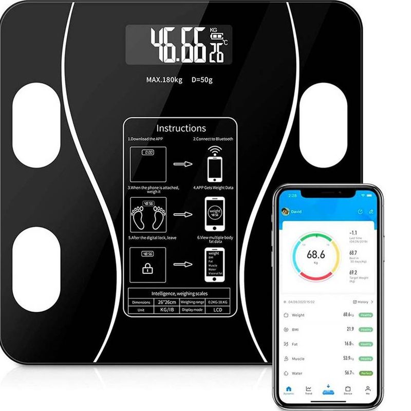 ONE PIXEL - Pesa Bluetooth App Bascula Personal Vidrio Digital ONE PIXEL
