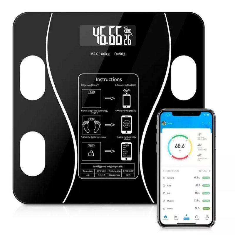 ONE PIXEL - Bascula Inteligente Bluetooth Vidrio Templado App ONE PIXEL