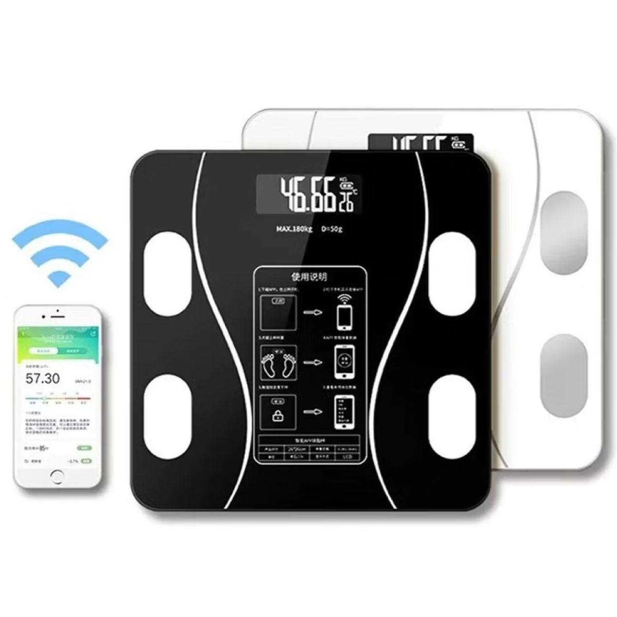 ONE PIXEL - Bascula Inteligente Bluetooth Vidrio Templado App ONE PIXEL
