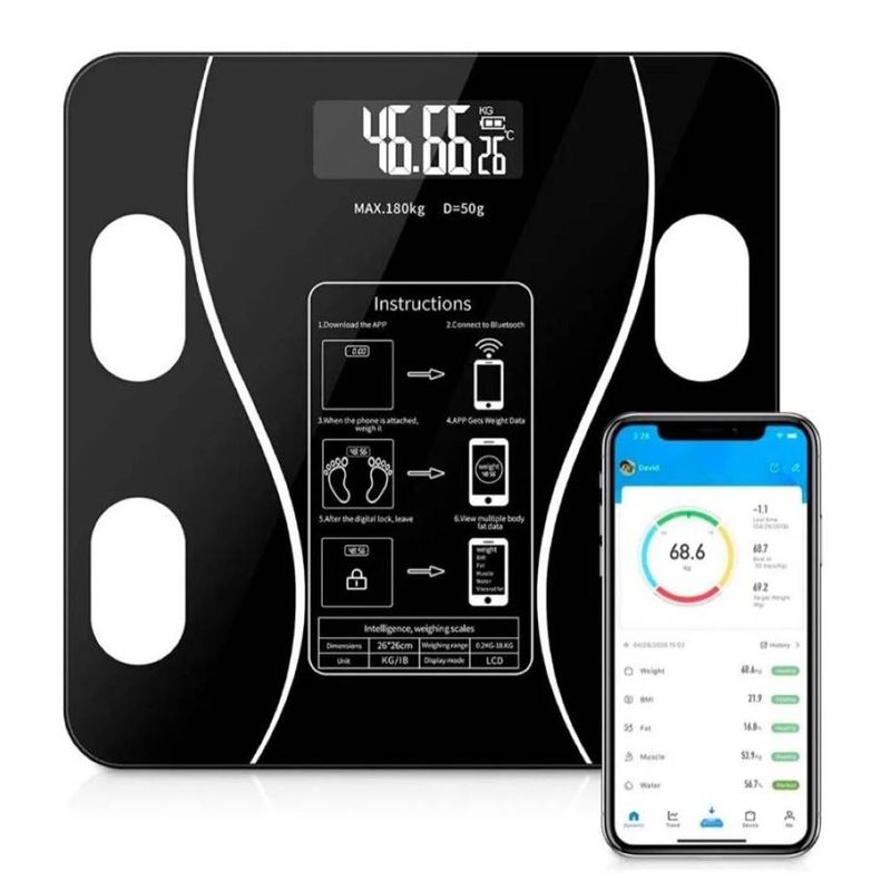 ONE PIXEL - Bascula Inteligente Bluetooth Vidrio Templado App ONE PIXEL