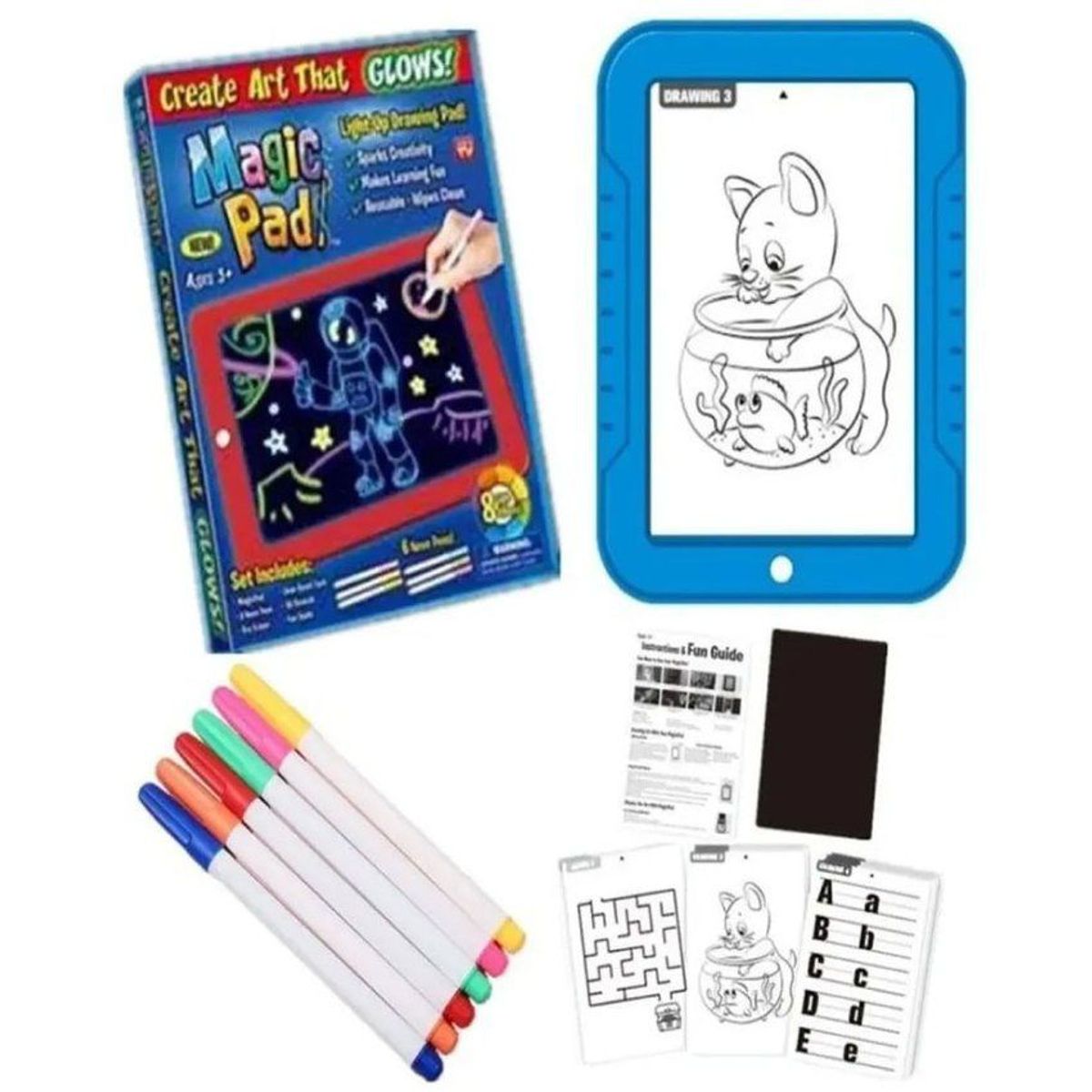 ONE PIXEL - Tabla para dibujo luz led con marcadores y plantilla