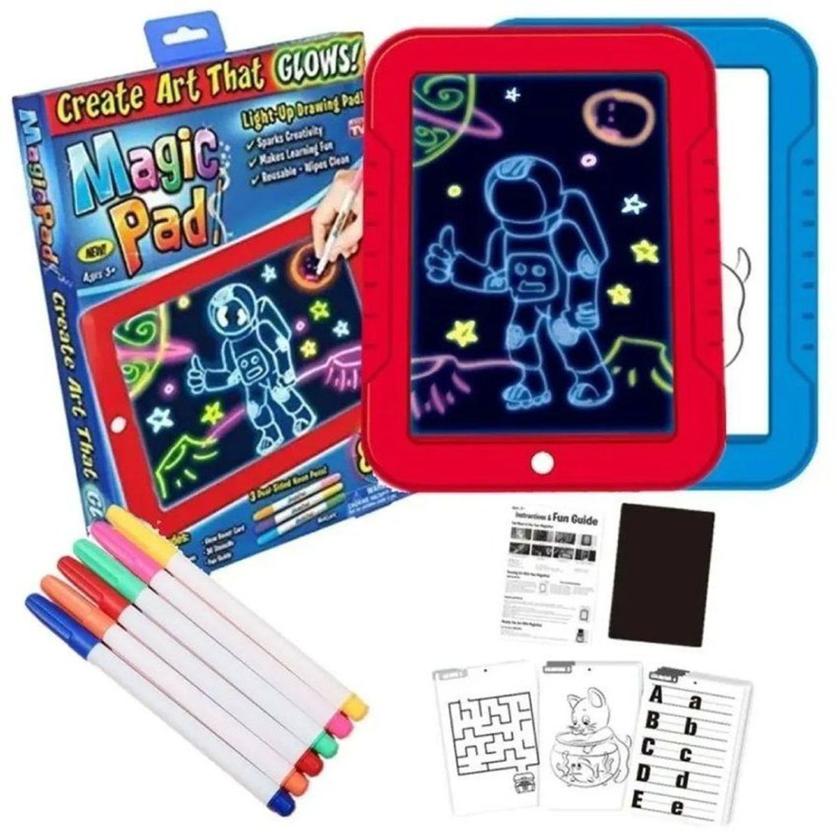 ONE PIXEL - Tabla para dibujo luz led con marcadores y plantilla