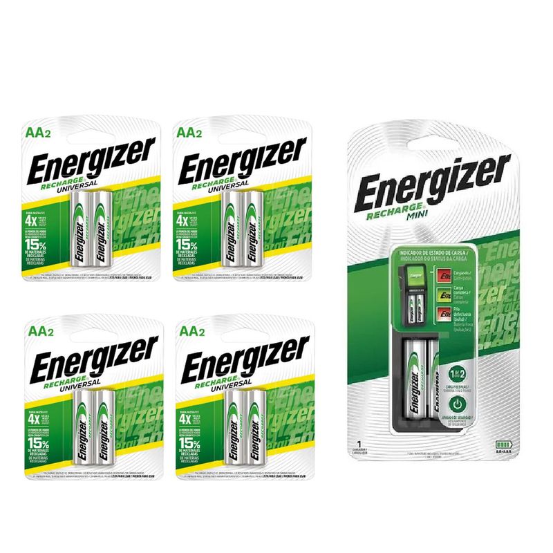 ENERGIZER - Cargador de Pilas MINI Energizer + 8AA