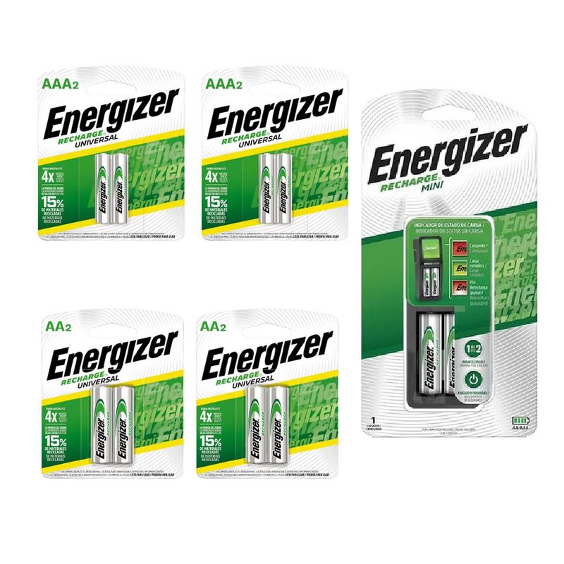 ENERGIZER - Cargador de Pilas MINI Energizer + 4AA + 4AAA