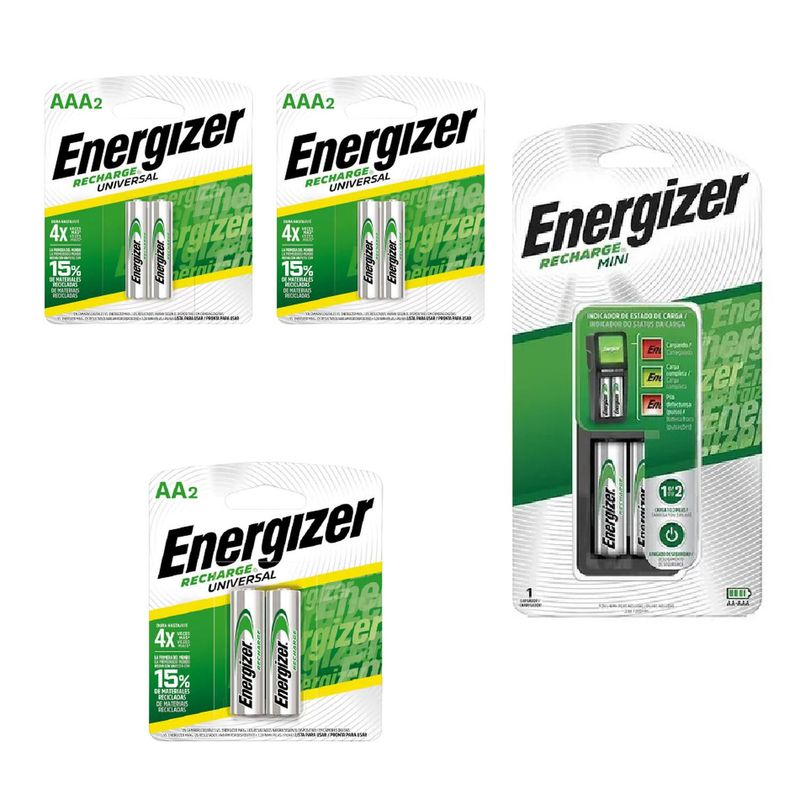 ENERGIZER - Cargador de Pilas MINI Energizer + 2AA + 4AAA