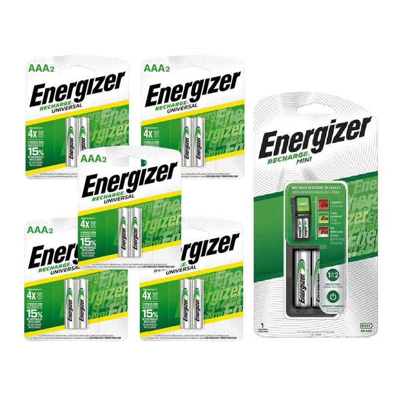 ENERGIZER - Cargador de Pilas MINI Energizer + 10AAA
