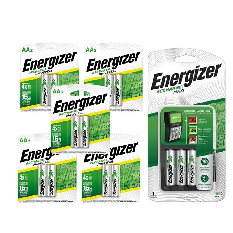 ENERGIZER - Cargador de Pilas MAXI Energizer + 10AA