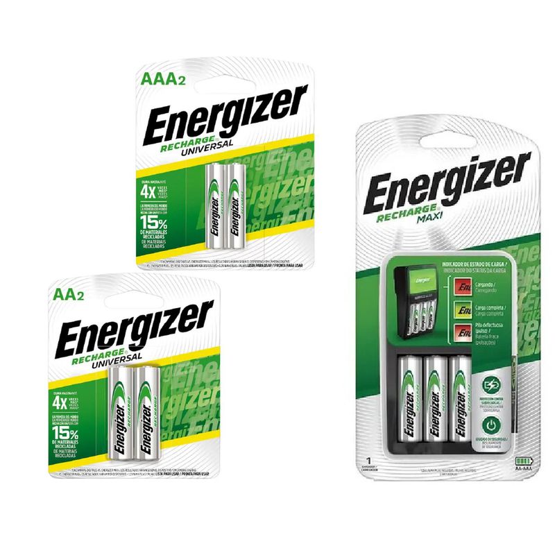 ENERGIZER - Cargador de Pilas MAXI Energizer + 2AA + 2AAA