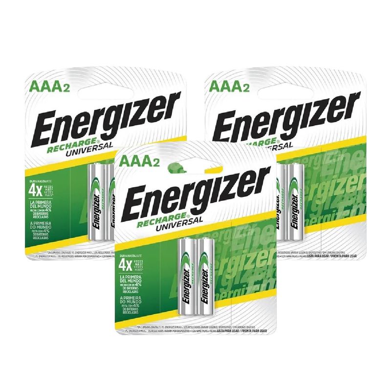 ENERGIZER - Pilas Recargables Energizer 2AAA x3 Und (6 Pilas)