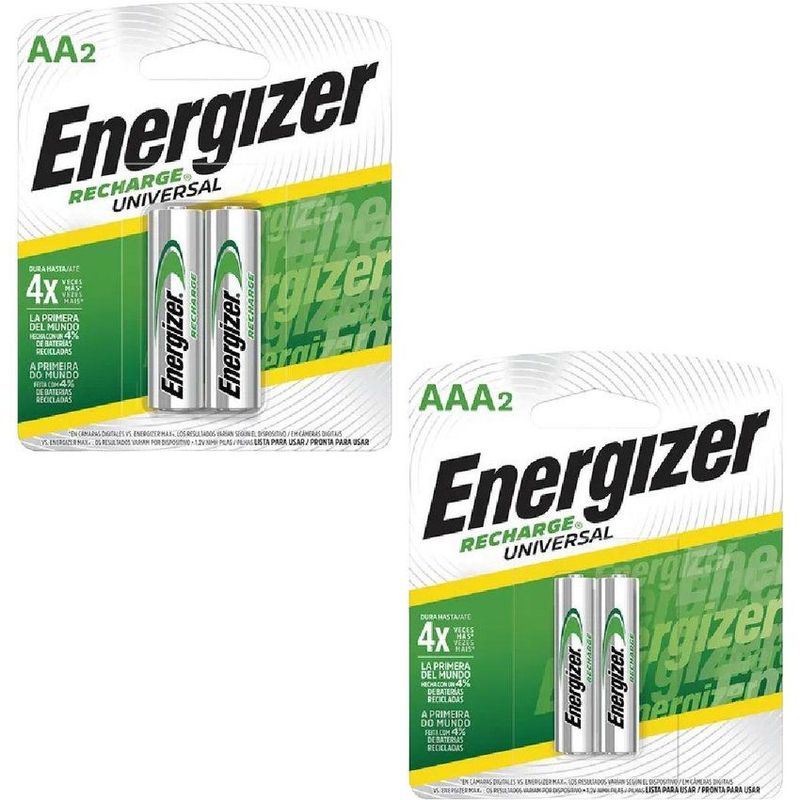 ENERGIZER - Pilas Recargables Energizer 2AA y 2AAA (4 Pilas)
