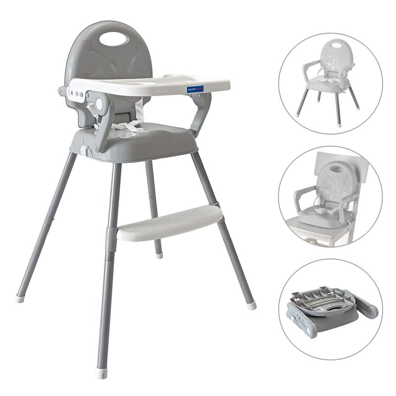 HAPPY BABY - Silla comedor bebe 3en1 Happy Baby CP7000 Gris