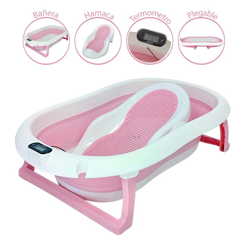 PRIORI - Bañera Bebe Plegable Portátil Ocean Priori Rosa