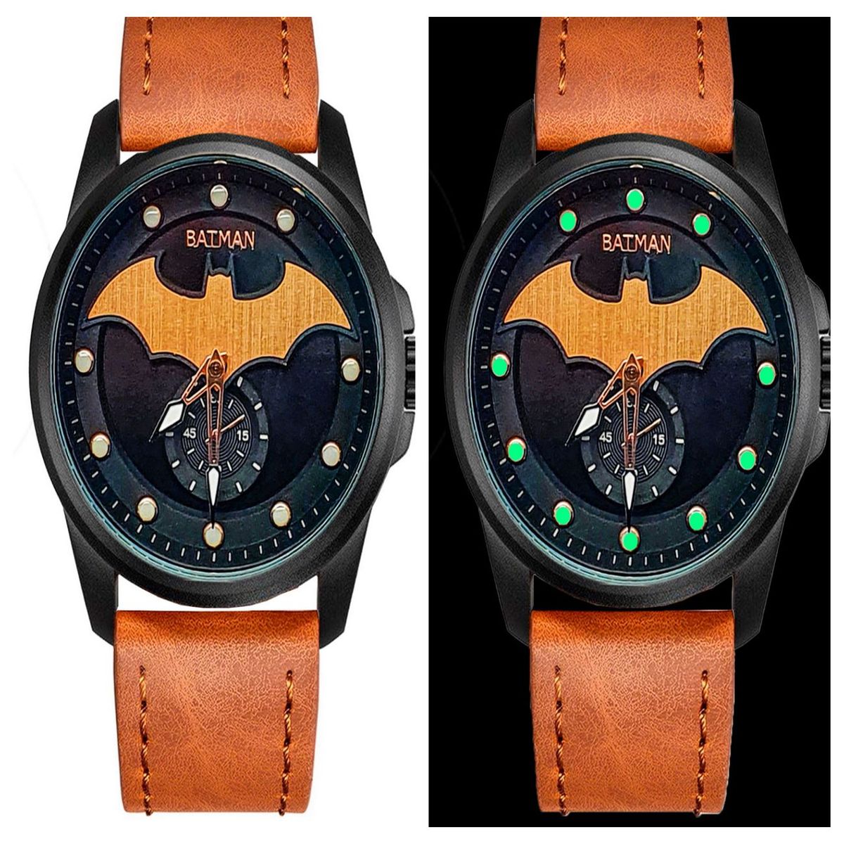 DAYOSHOP - Reloj Batman Caballero Casual Elegante Cuero  Estuche