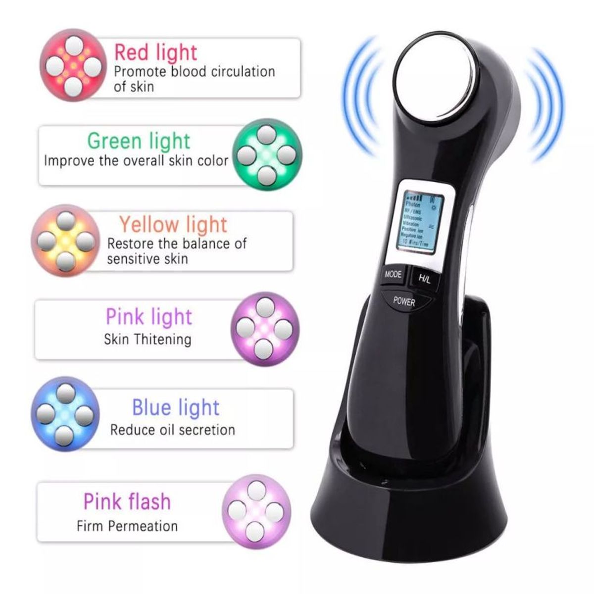 CARER SPARK - Ultrasonidos Radiofrecuencia Masajeador Facial y Corporal 6 en 1 Fotón