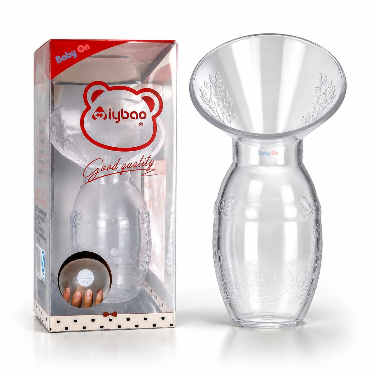 BABY ON - Extractor De Leche Manual Breast Pump Transparente+ 30 bolsas recolector Baby On