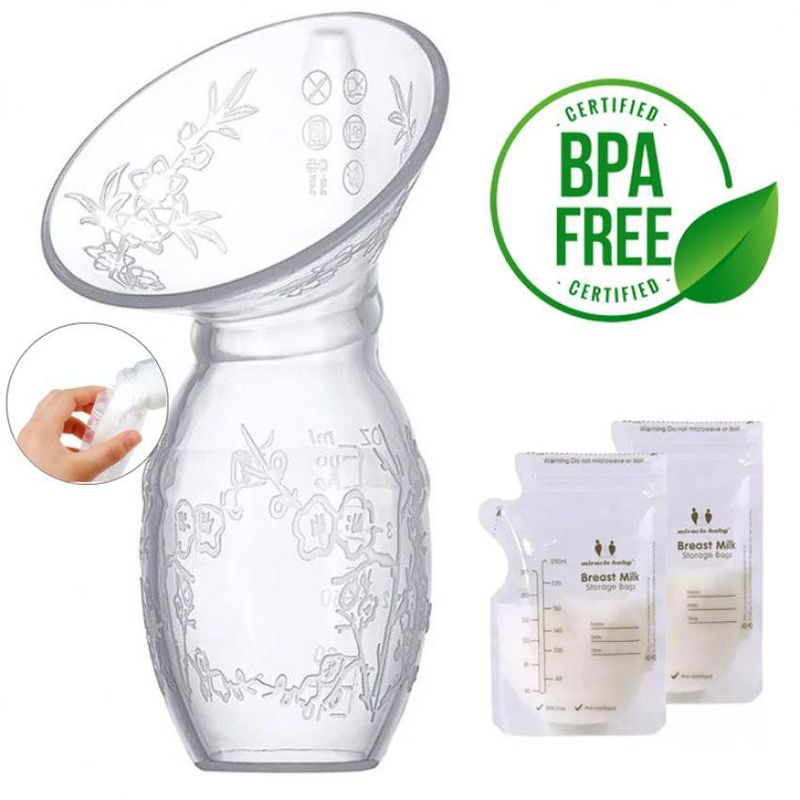 BABY ON - Extractor de leche manual en silicona + 30 bolsas recolector