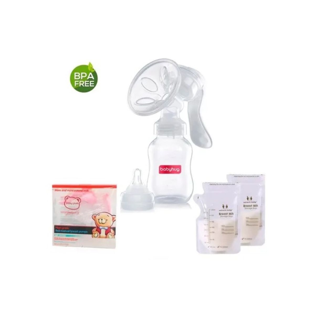 BABY ON - Extractor de leche manual con boquilla en silicona + 30 Bolsas